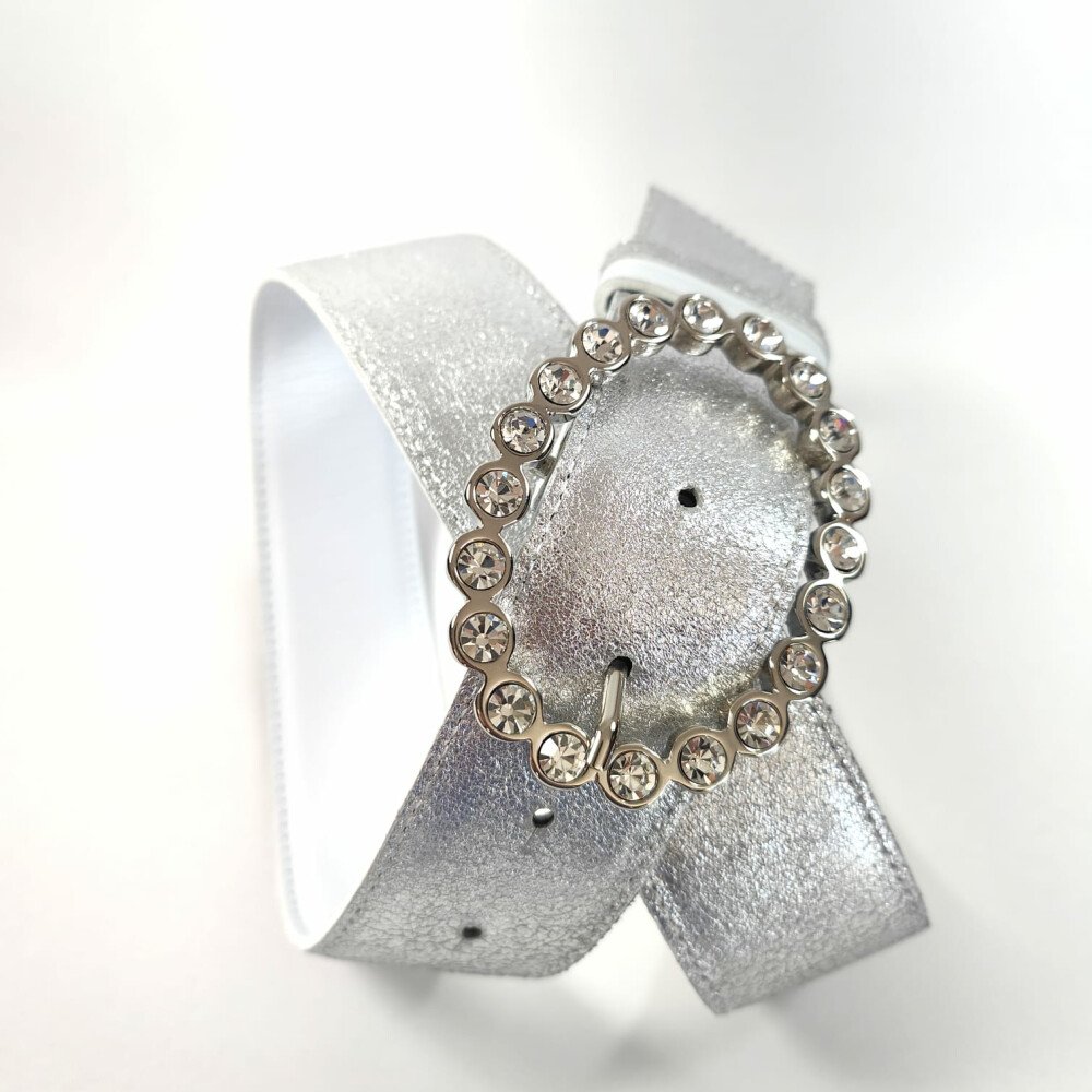 Ceinture reversible femme Argent / Blanc